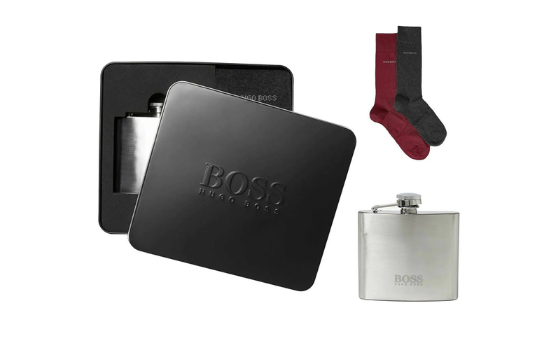 Hugo Boss Socks & Hip Flask Gift Set - For Him! | Wowcher