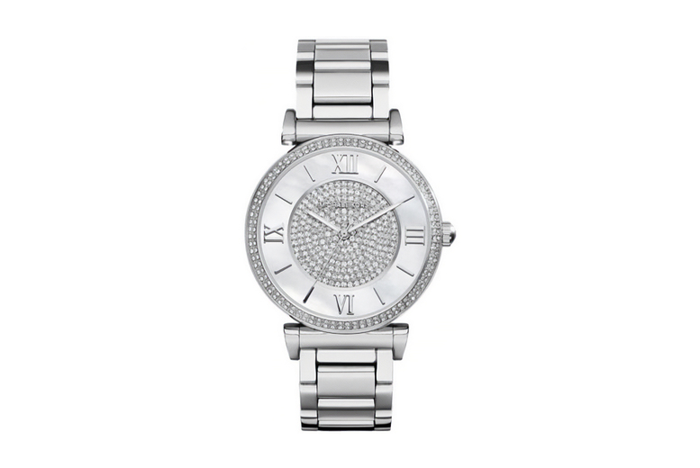 Michael Kors Unisex Silver Catlin Crystal Dial Ladies Watch - Mk3355 | Wowcher