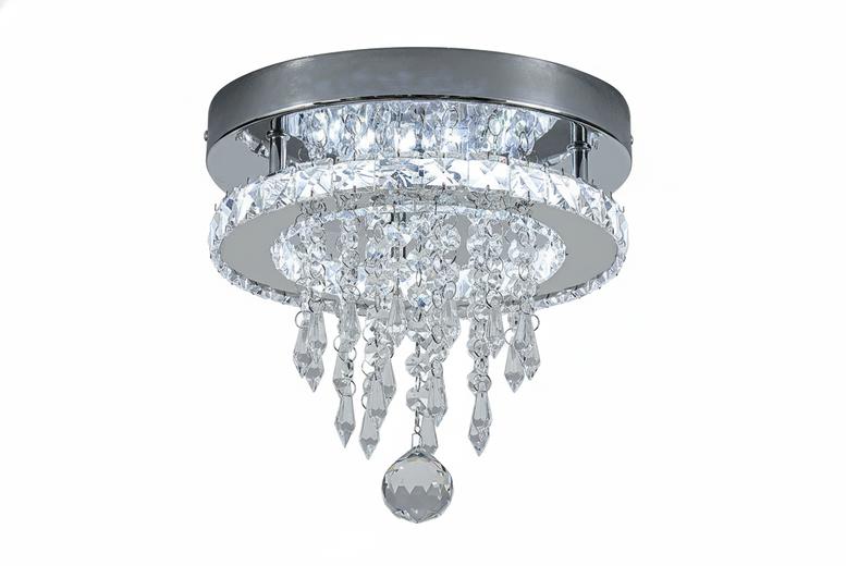 Living & Home Unisex White Modern Crystal Ceiling Light With Multi-Level Droplets, 25Cm, 18W | Wowcher