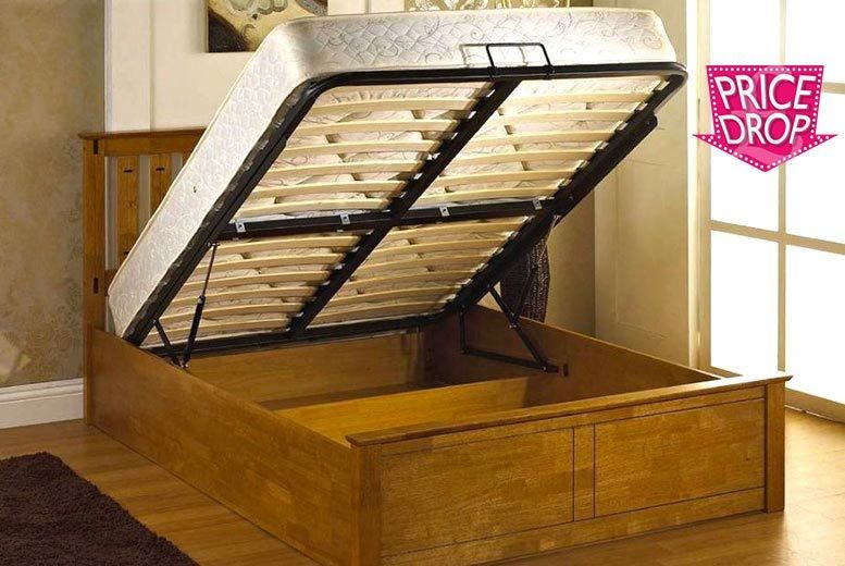 Oak GasLift Ottoman Storage Bed with Mattress Option from £249