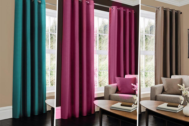 Luxury Faux Silk Curtains 8 Colours 5 Sizes