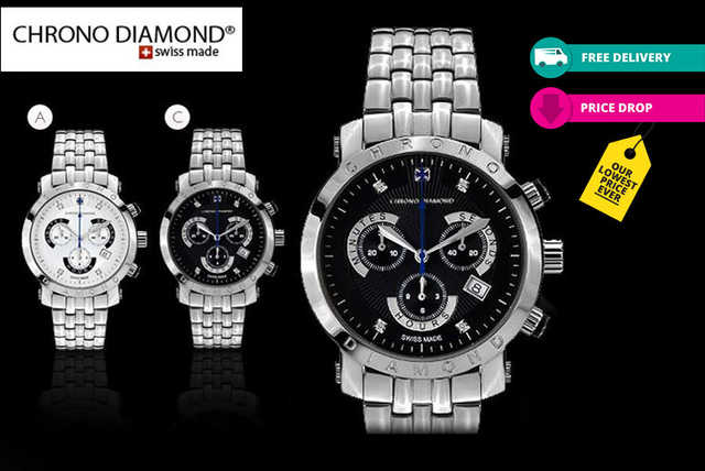 Swiss-Made Chrono Diamond ‘Nestor’ Watches - 7 Designs!