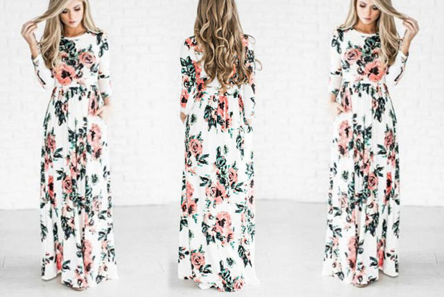 Floral long sleeve maxi dress uk Clearance
