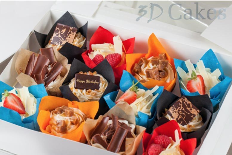£12 instead of £45 for a box of 12 luxury cupcakes from 3D Cakes – choose to collect from two locations and save 73%
