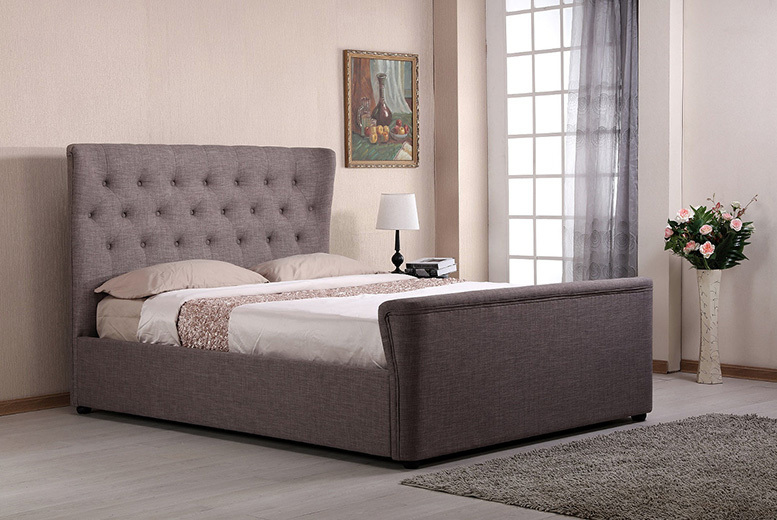 fabric double bed with mattress
