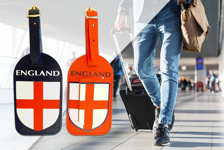 £2.99 instead of £14.99 for a pack of two England luggage tags from London Exchain Store – save up to 80%