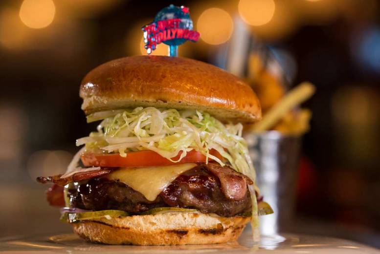 £12.50 for a two-course meal for one person, £25 for two people, or £19 for a three-course meal with a drink for one person, £38 for two people at Planet Hollywood, Piccadilly Circus – save up to 52%