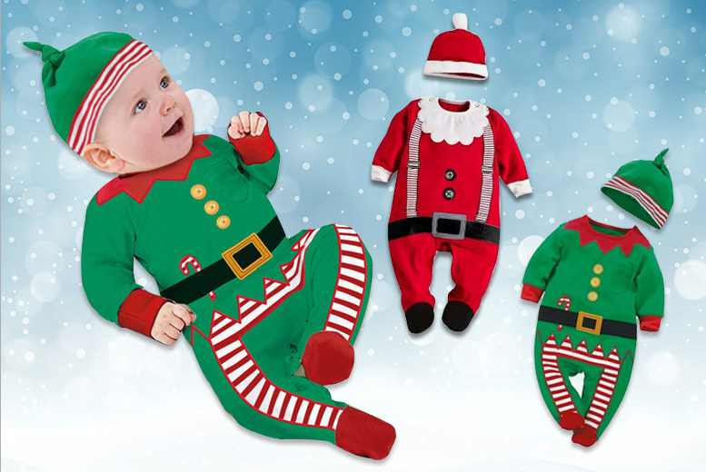£6.99 instead of £27 (from Charles Oscar) for a baby Christmas outfit – choose from two adorable designs and save 74%
