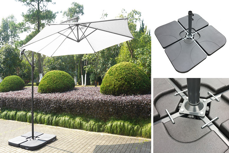 £39 (from Garden & Camping) for a set of cantilever banana parasol base weights