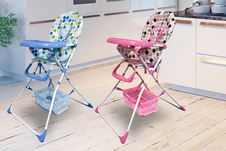 Bebe Style Foldable Ez 123 Highchair Pink Bubbles