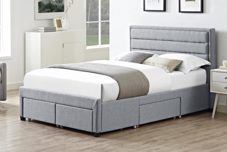 £349 instead of £549 (from Right Deals UK) for a Greenwich grey fabric storage double bed, or £369 for a king bed – choose between two sizes and save up to 36%